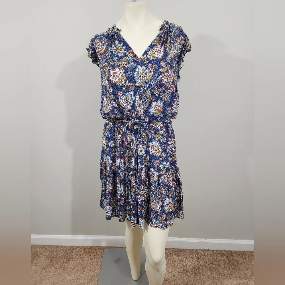 Sold Velvet by Graham and Spencer Paloma tie Waist boho floral mini dress - Picture 3 of 13